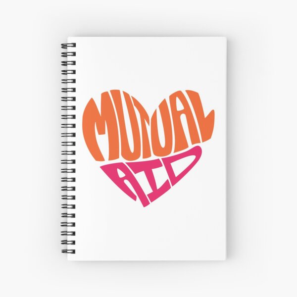 Mutual Aid Heart - Orange & Pink Spiral Notebook