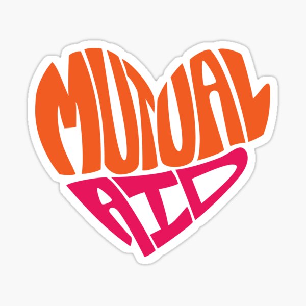 Mutual Aid Heart - Orange & Pink Sticker