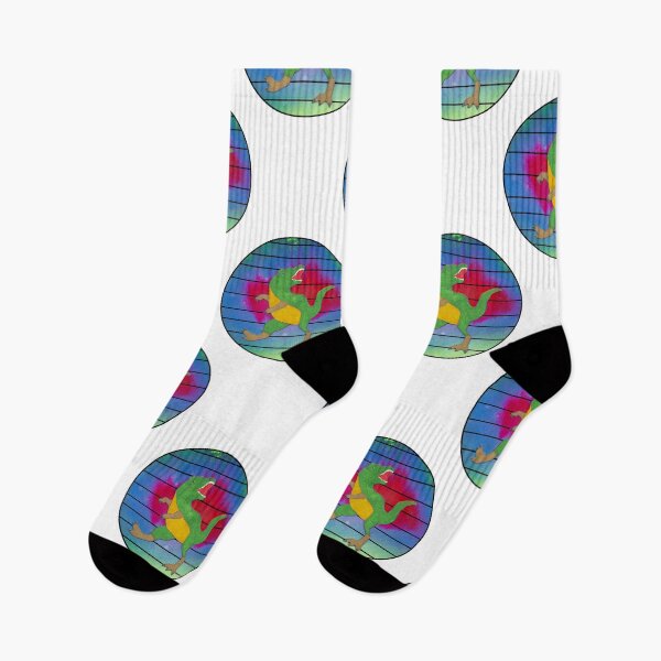 Item preview, T Rex in Abstract Colored Circle with Lines Patterned on White Background designed and sold by AliCatOriginals.