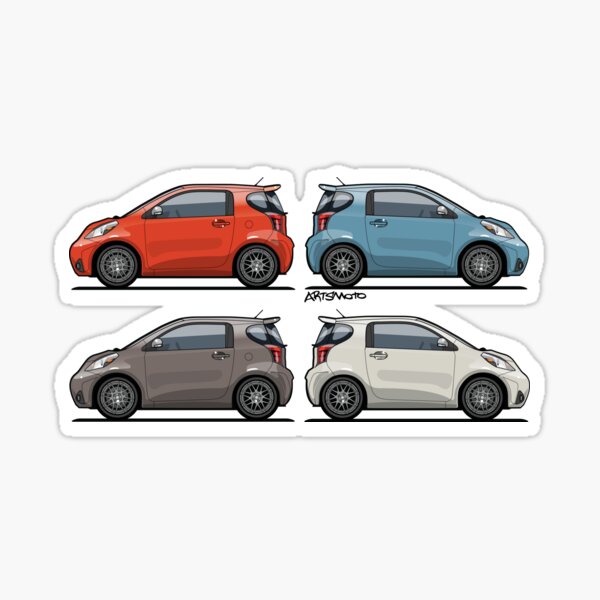 Four Toyota Scion iQ Micro Cars Sticker