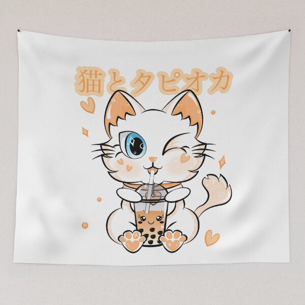 Item preview, Cute Bubble Tea Kawaii Neko Cat Japanese Tapioca Peach designed and sold by ZNOVANNA.