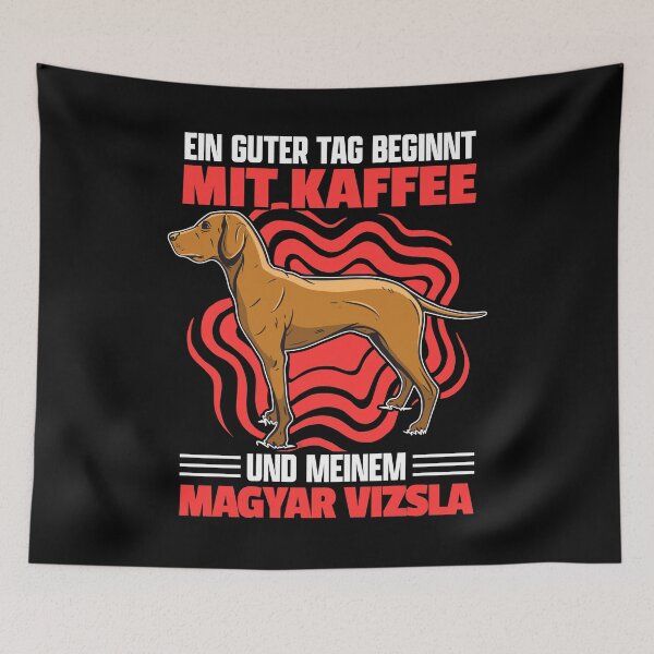 Item preview, Magyar Vizsla and coffee pointing dog saying designed and sold by madgrfx.