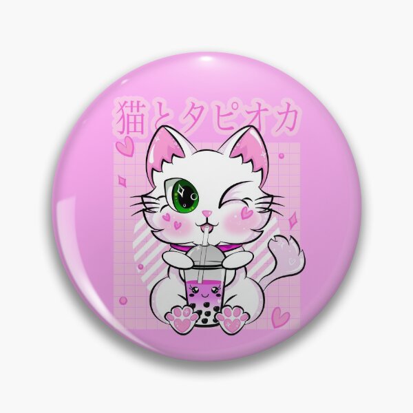 Artikelvorschau, Japanische Erdbeermilch Kawaii Pink Bubble Tea Cat Boba entworfen und verkauft von ZNOVANNA.