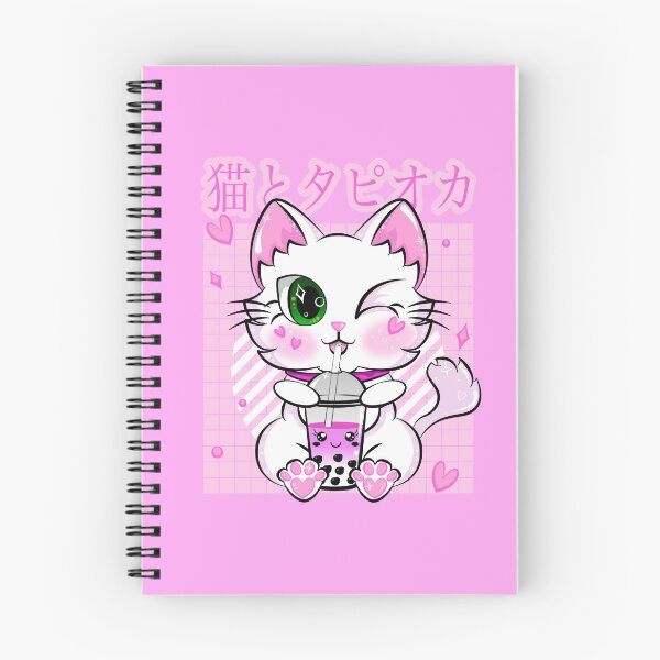 Artikelvorschau, Japanische Erdbeermilch Kawaii Pink Bubble Tea Cat Boba entworfen und verkauft von ZNOVANNA.