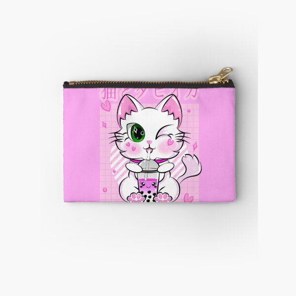 Artikelvorschau, Japanische Erdbeermilch Kawaii Pink Bubble Tea Cat Boba entworfen und verkauft von ZNOVANNA.