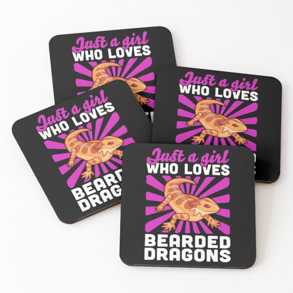 Only a girl the bearded dragon loves lizard saying Coasters (Set of 4)