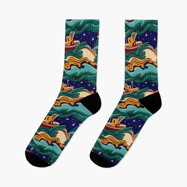 Item preview, Art Deco boats on a stormy sea in cut out effect designed and sold by sueshorman.