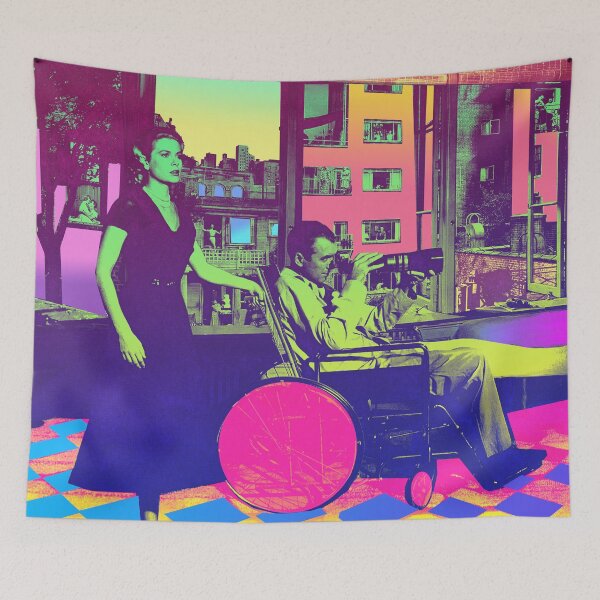 Artikelvorschau, Alfred Hitchcock Rear Window mit James Stewart und Grace Kelly, offiziell lizenzierte Fan Art entworfen und verkauft von Mauswohn.