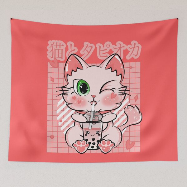 Item preview, Bubble Tea Kawaii Cat Japanese Red Cherry Tapioca designed and sold by ZNOVANNA.