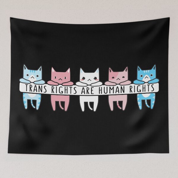 Item preview, Transgender Flag Color Cats: Trans Rights Are Human Rights designed and sold by Happy Puppy Print On Demand.