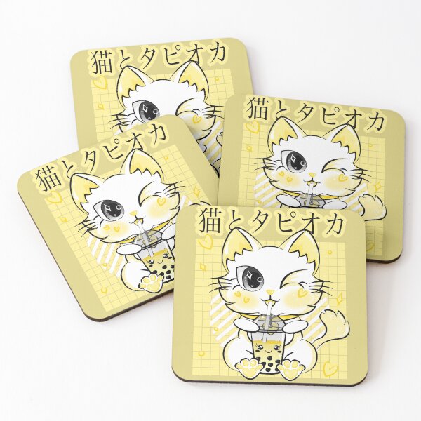 Item preview, Boba Tea Drinking Neko Kawaii Cat Retro Style Anime designed and sold by ZNOVANNA.