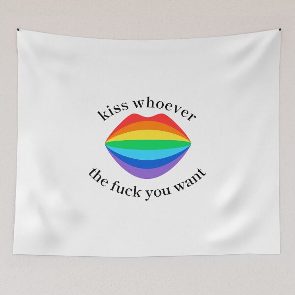 Item preview, Kiss whoever you want LGBT love peace rainbow designed and sold by CreatDifference.