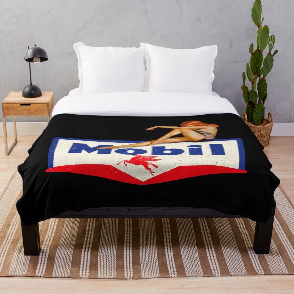 Mobil pin up vintage sign Throw Blanket