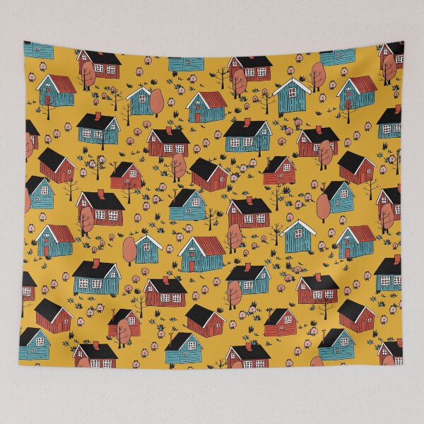 Item preview, Magic yellow wooden houses pattern designed and sold by essskina.