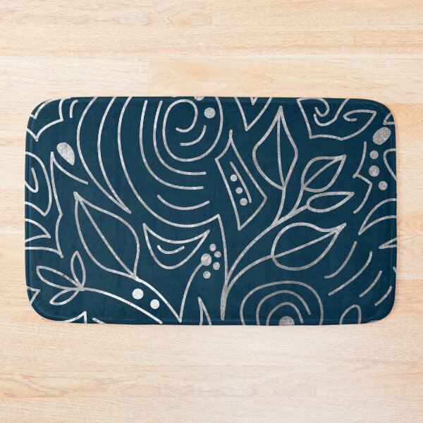Item preview, Opulent silver and navy blue floral repeat pattern in silvery tones.  Caroline Laursen original designed and sold by Caroline Laursen.