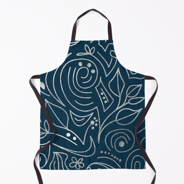 Item preview, Opulent silver and navy blue floral repeat pattern in silvery tones. Caroline Laursen original designed and sold by Caroline Laursen.