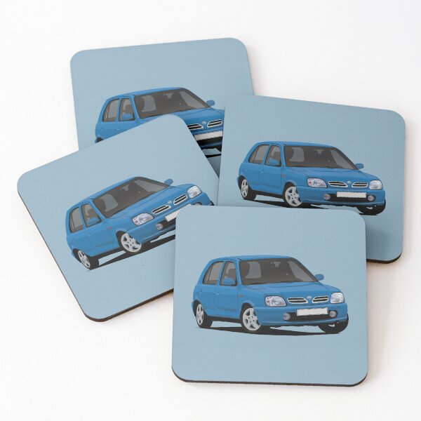 Nissan Micra (March) K11C - illustration - blue Coasters (Set of 4)