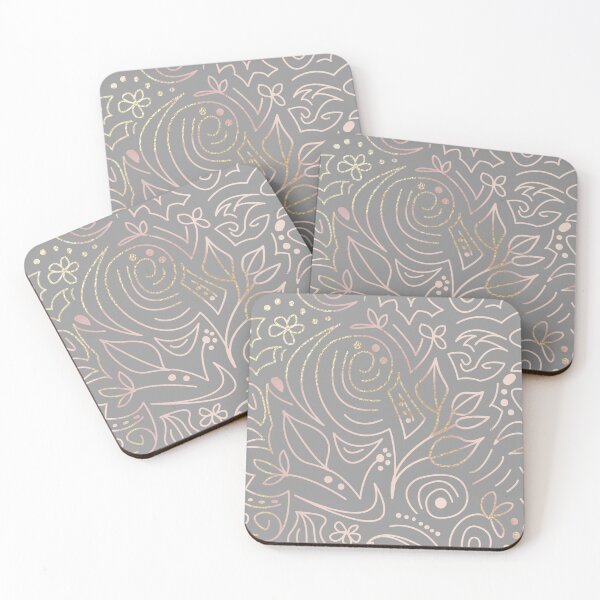Item preview, Opulent rose gold and gray floral repeat pattern in blush pink tones.  Caroline Laursen original designed and sold by Caroline Laursen.