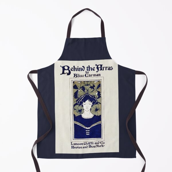 Item preview, Ethel Reed vintage poster, Behind the Arras (1895), antique blue and gray illustration poster designed and sold by Orianah.