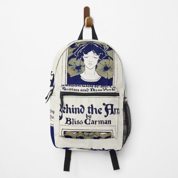 Item preview, Ethel Reed vintage poster, Behind the Arras (1895), antique blue and gray illustration poster designed and sold by Orianah.