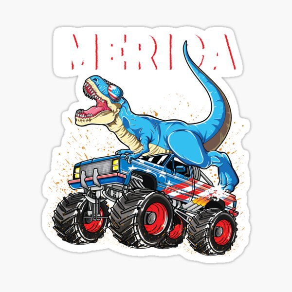 4th of July Boys Monster Truck Kids Dinosaur T rex 4th of July Boys Monster Truck Kids Dinosaur T rex