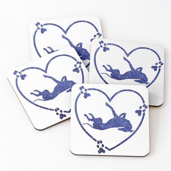 Item preview, Greyhound Roaching Heart Paw Prints Blue Glitter-look designed and sold by GreytGraphicals.