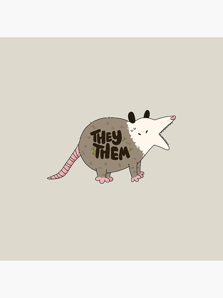 Thumbnail 3 of 3, Pin, They/Them Opossum Pronouns designed and sold by humblemushroom.