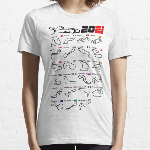 Calendar Formula race cars 2021 circuits white Essential T-Shirt