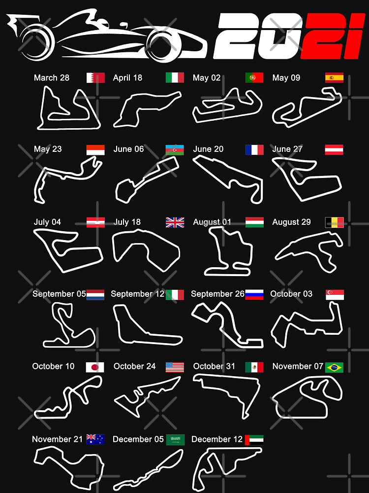 Calendar Formula race cars 2021 circuits by ideasfinder