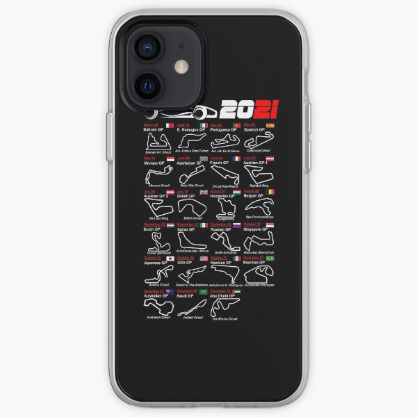 Calendar Formula race cars 2021 named circuits iPhone Soft Case