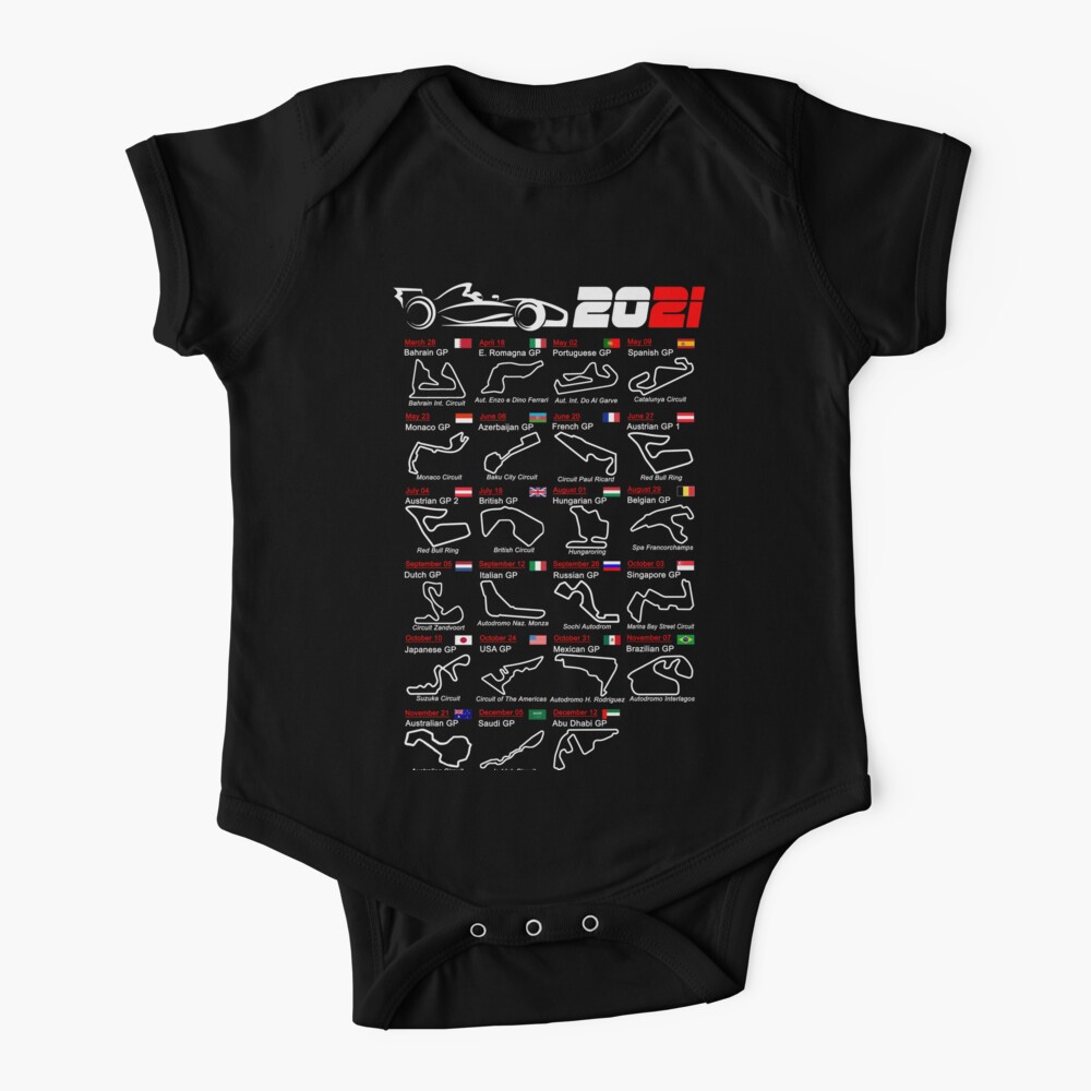Calendar Formula race cars 2021 named circuits Baby One-Piece