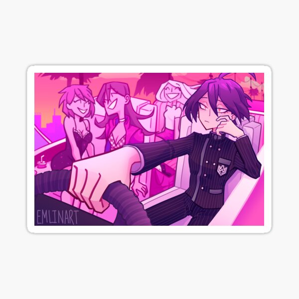 He’s not like other protagonists, he thinks by hitting people with an imaginary car - danganronpa Sticker