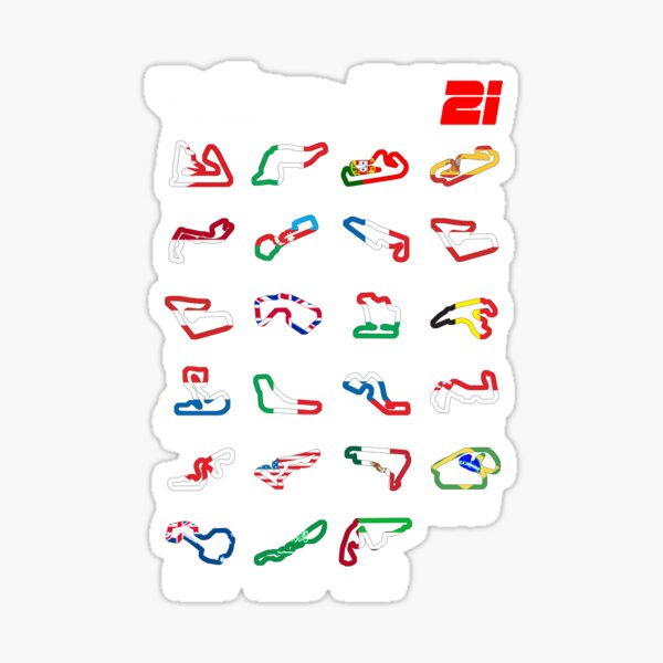 Calendar Formula race cars 2021 circuits colors Sticker