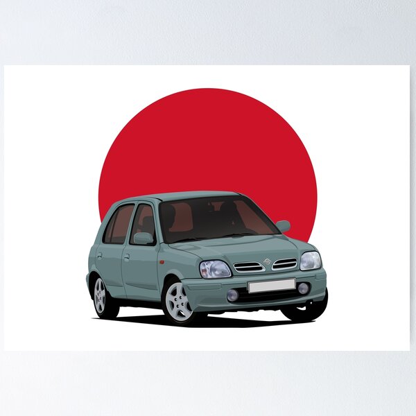 Item preview, Nissan Micra (March) K11C grey-turquoise with the Japanese rising sun designed and sold by knappidesign.