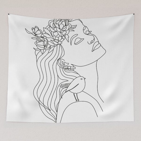 Item preview, Woman face with flowers. Line art female. Abstract face with flowers. Scandinavian print, Nordic, Trendy print, Styled, Scandinavian art, Modern art, Wall art, Print, Minimalistic, Modern Poste    designed and sold by Nina Velychko.