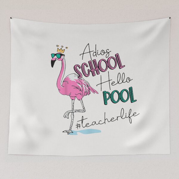 Item preview, Adios School Hello Pool Teacher life Flamingo Summer End year Teaching Shirt Gift Women Men Gift designed and sold by Roxan58.