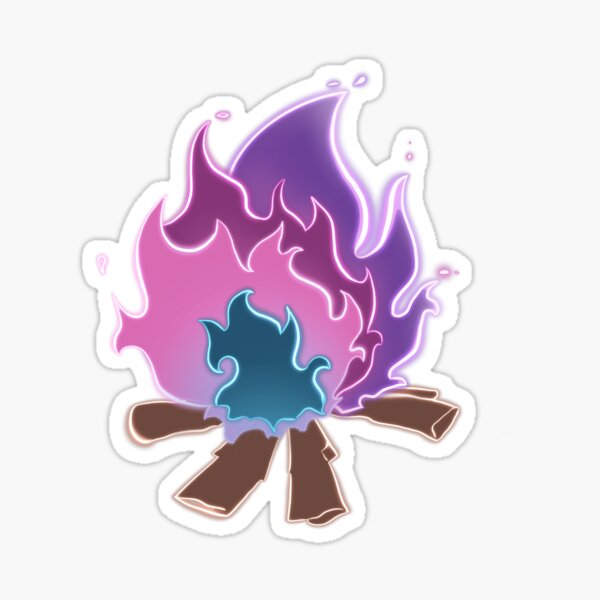 Neon Bonfire Flame Camping Party Sticker