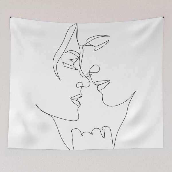 Item preview, One Line Art Couple. Men and woman. Love poster. 2 faces.Couple print, Kiss print. Scandinavian, Nordic, Trendy print, Styled, Scandinavian art, Modern art, Print, Minimalistic, Modern Poste    designed and sold by Nina Velychko.