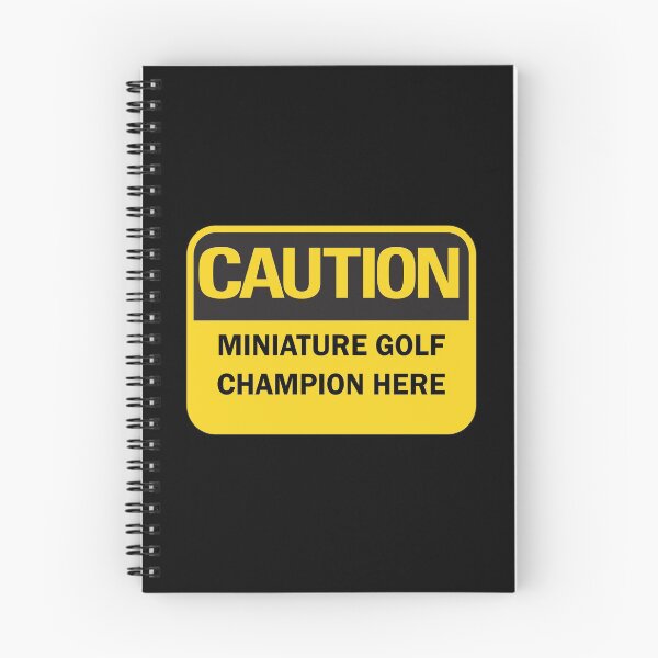 Item preview, Caution: miniature golf champion here warning saying with yellow and black typography. (Dark mode) designed and sold by Deegital18.