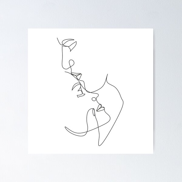 Item preview, One Line Art Couple. Men and woman. Love poster. 2 faces.Couple print, Kiss print. Scandinavian, Nordic, Trendy print, Styled, Scandinavian art, Modern art, Print, Minimalistic, Modern Poste    designed and sold by Nina Velychko.