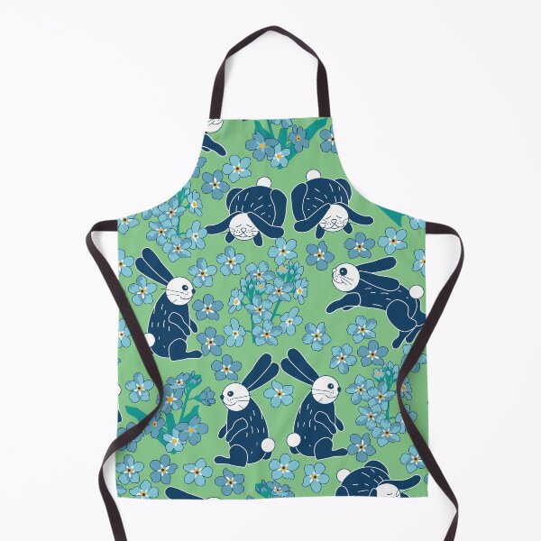 Item preview, seamless pattern with cute bunny and forget-me-nots flowers designed and sold by VetaPoli.