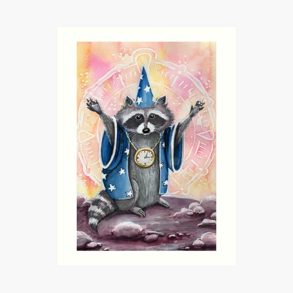Time Wizard Raccoon Art Print