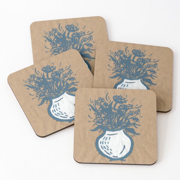 Item preview, White and Blue Flower Vase Graphic Design designed and sold by junepillows.