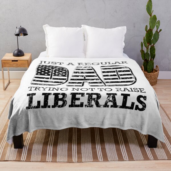 Item preview, Sarcastic Funny DAD Present Vintage Just A Regular Dad Trying Not To Raise Liberals Father's Day American Flag designed and sold by Easy-Logo.
