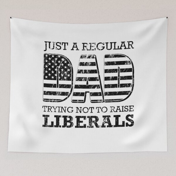 Item preview, Sarcastic Funny DAD Present Vintage Just A Regular Dad Trying Not To Raise Liberals Father's Day American Flag designed and sold by Easy-Logo.