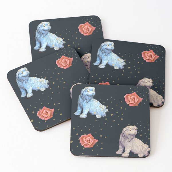 Item preview, Pekingese statues and peach roses dog georgian china pattern designed and sold by chihuahuashower.