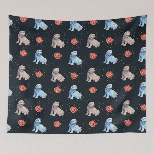 Item preview, Pekingese statues and peach roses dog georgian china pattern designed and sold by chihuahuashower.