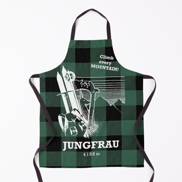 Item preview, Jungfrau Mount 4158 m - Swiss Alps Mountaineering Poster - Climb Every Mountain - Forest Green Buffalo Plaid Background designed and sold by Vintage-TM.