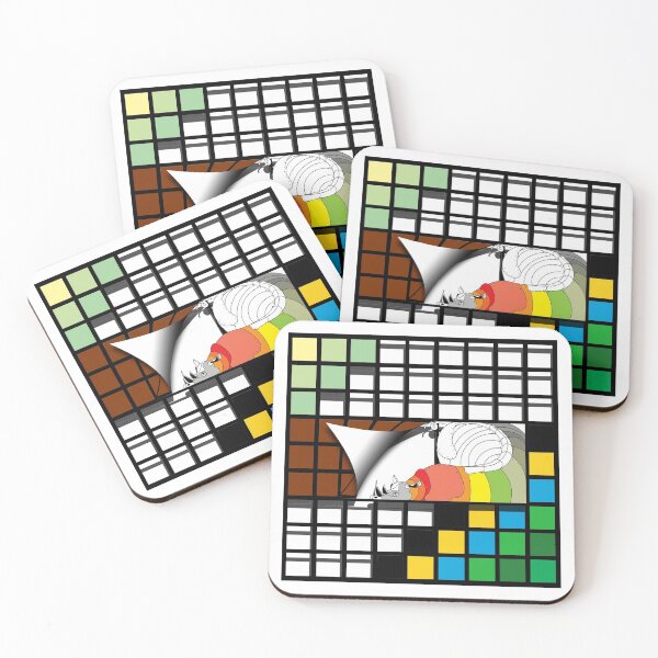 Item preview, Rhinoceros, animal, (019.Serengeti, grid, black, yellow, blue, green) Kind, decorative, digital, colorful, designed and sold by Paszkan.