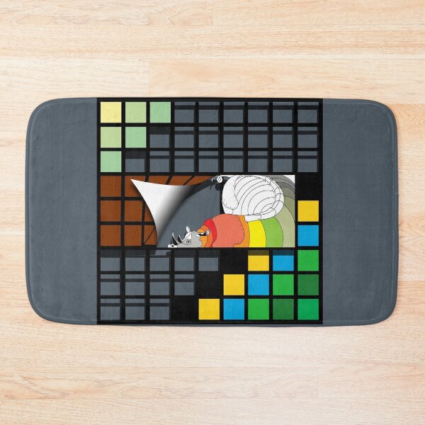 Item preview, Rhinoceros, animal, (019.Serengeti, grid, black, yellow, blue, green) Kind, decorative, digital, colorful, designed and sold by Paszkan.